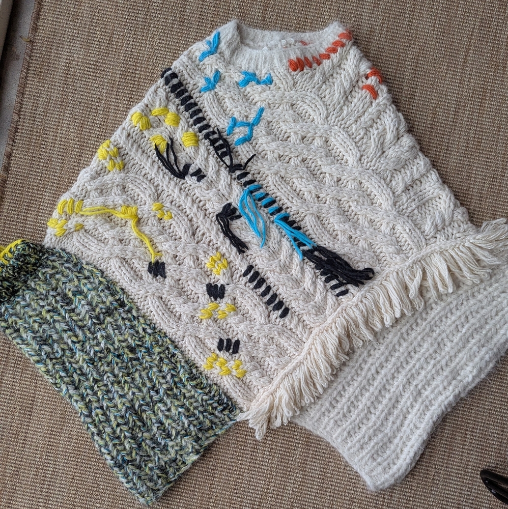 multi-color chunky knit Anthropologie sweater